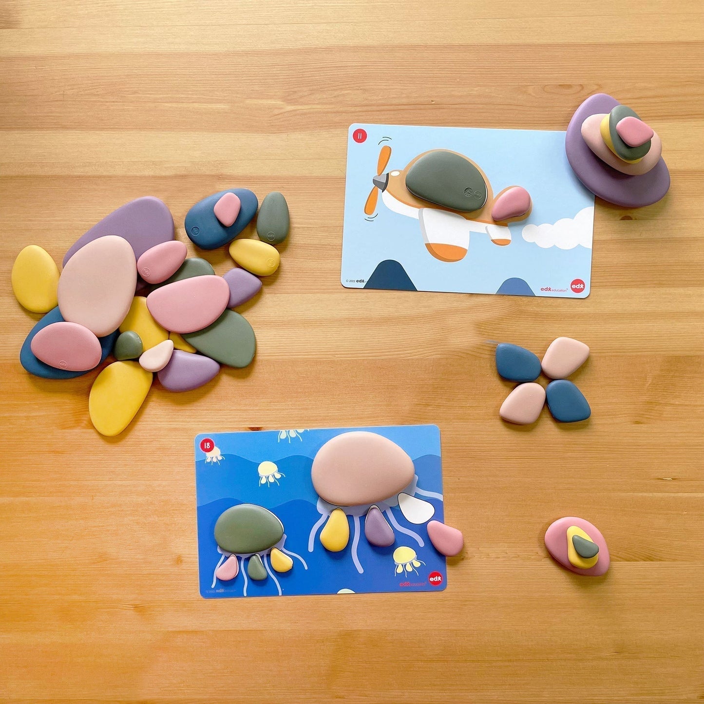 Edx Education Rainbow Pebbles sensory toys for autism support.