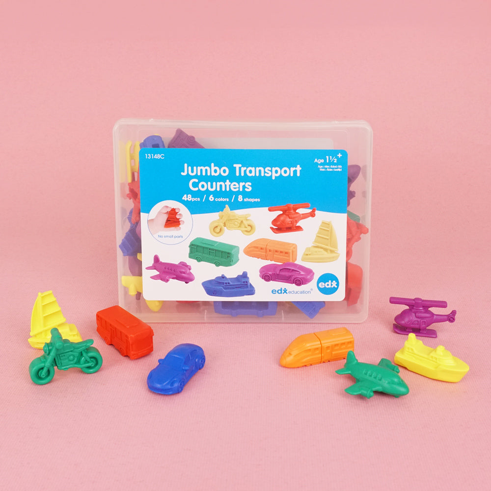 Jumbo Transport Counters in storage tub – large vehicle counters for toddlers | edx education® UK