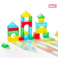 Busy Play® Translucent Geo Solids 40-piece, 3D shapes for geometry learning, ages 3+ | Edx Education®