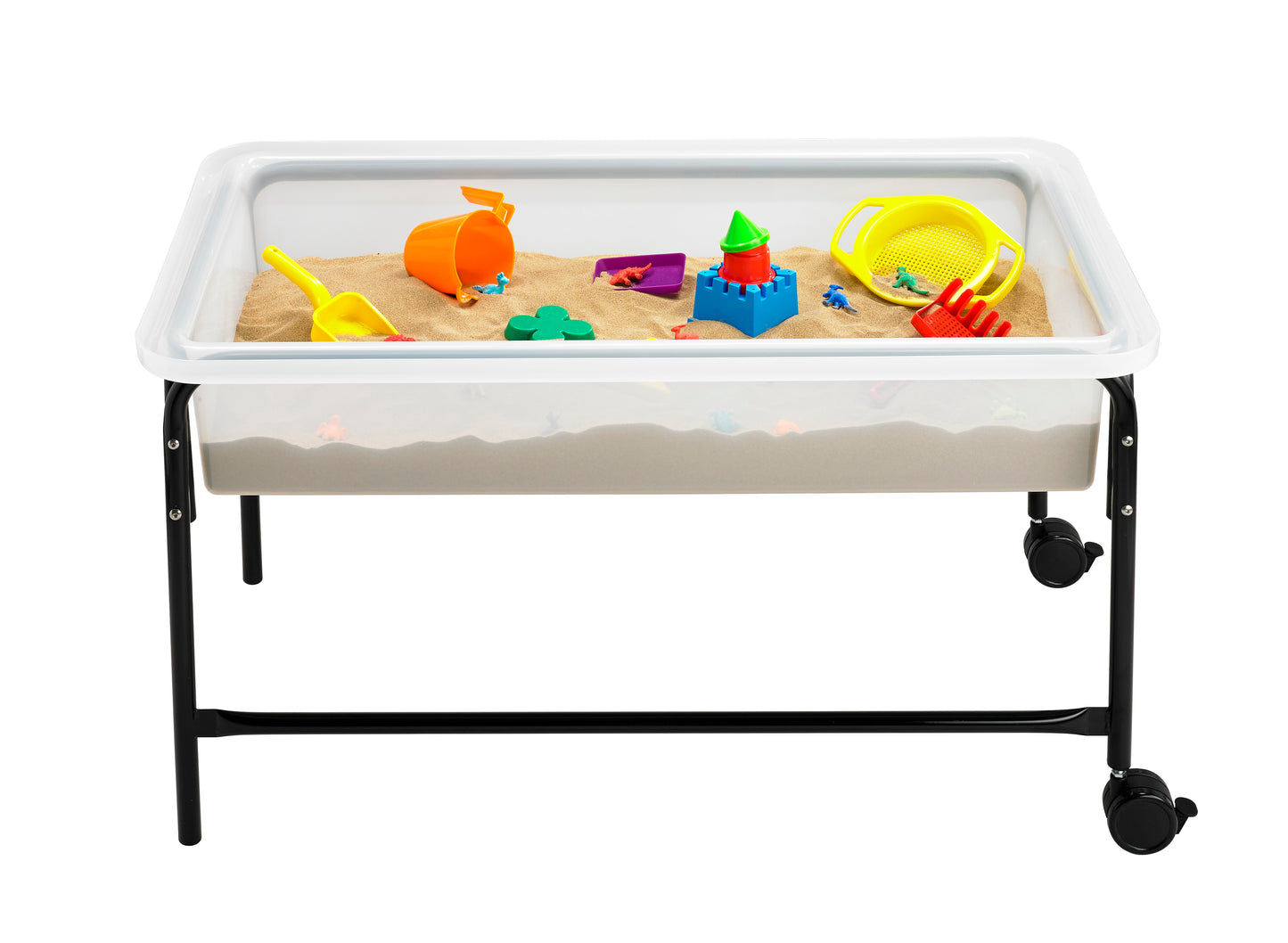 Children playing with sand in Sand and Water Tray โ EYFS outdoor sensory play | edx educationยฎ UK