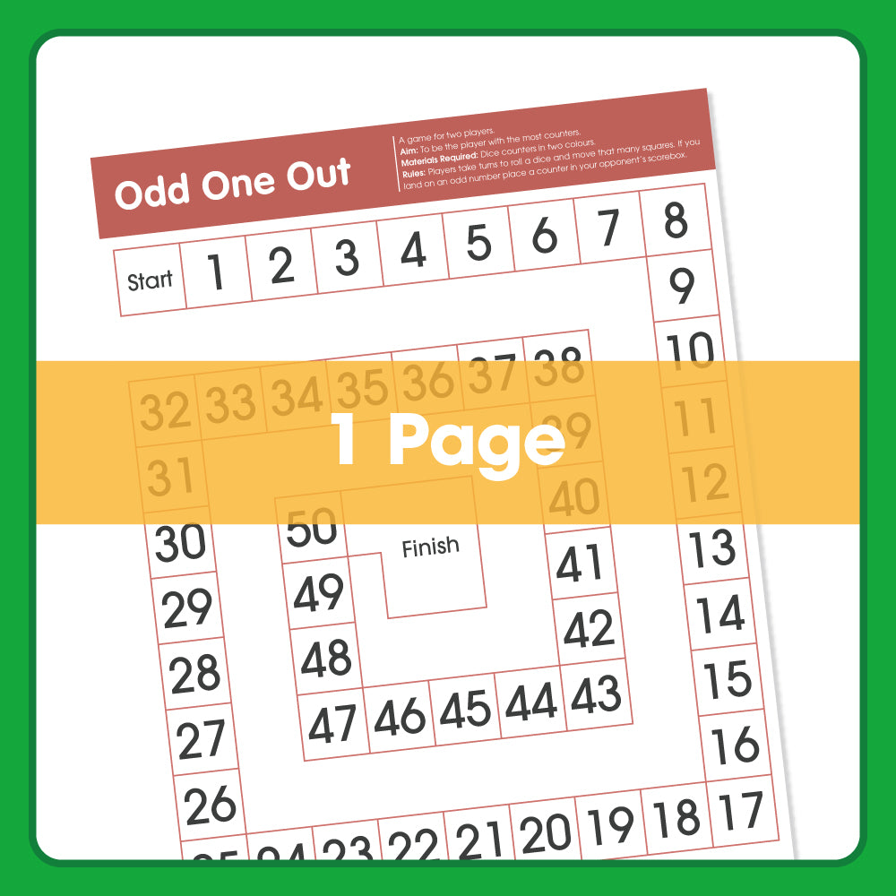 Edx Education Odd One Out printable maths board game showing number sequence grid to support logical thinking and number recognition-2