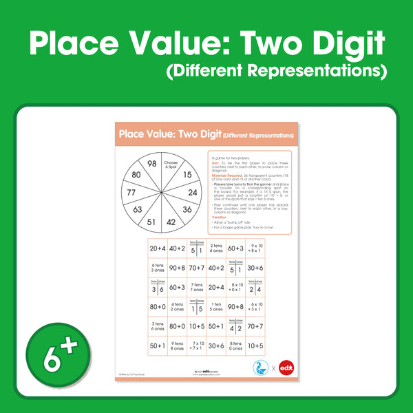 Board Games Place Value: Two Digits(Different Representations)– Grade 1
