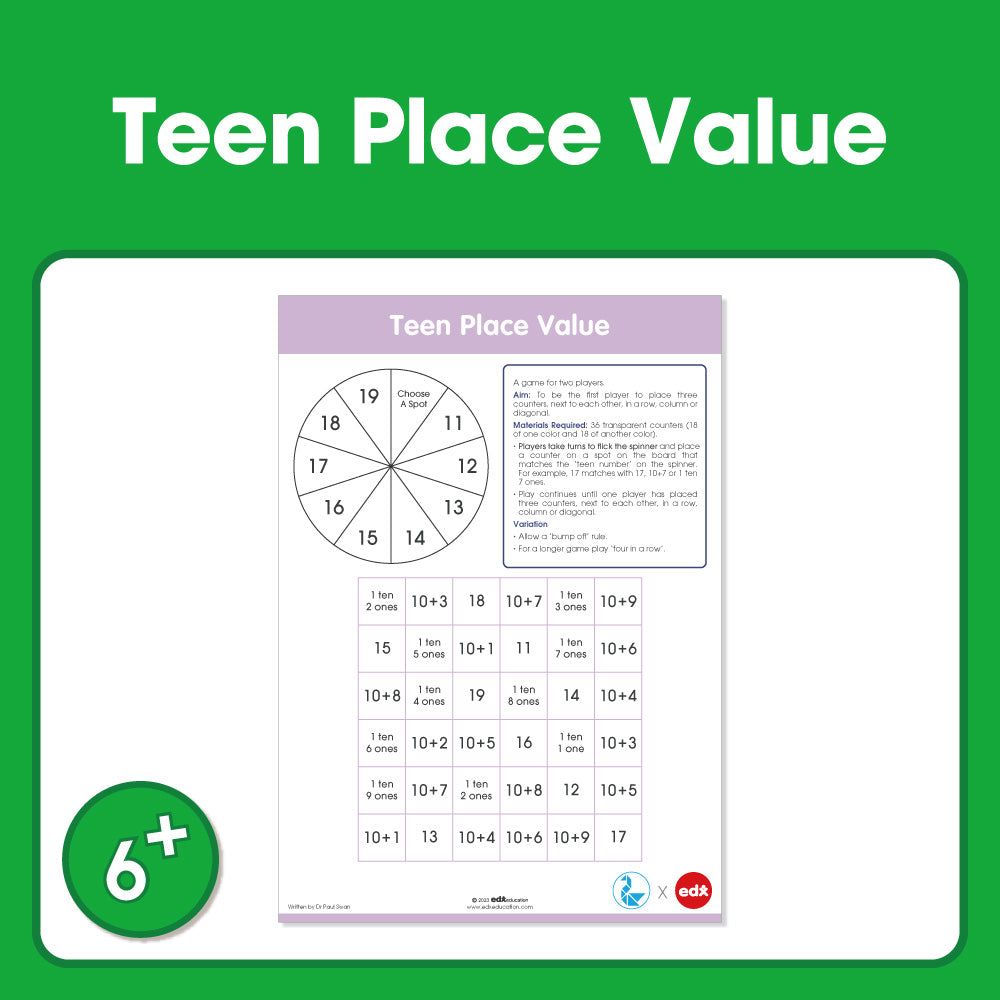 Edx Education Board Games Teen Place Value – Grade 1