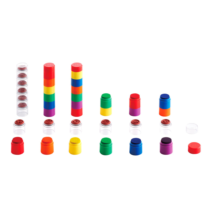 Edx Education iSense Emotion Stamps showing colourful stackable stamp handles and facial expression stamps for social emotional learning and creative play