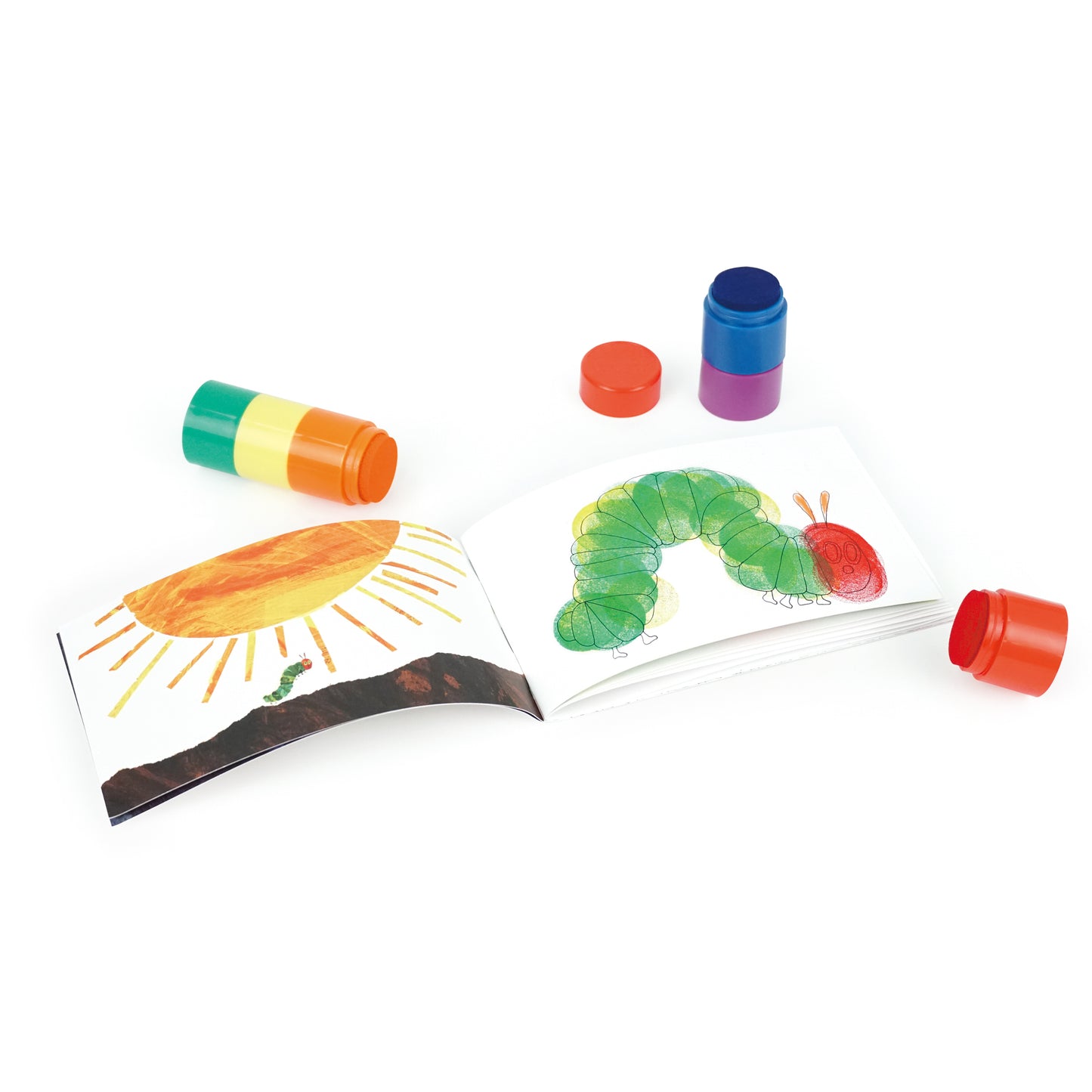 The Very Hungry Caterpillar My First Stamp Art by EDX Education, showing six colourful stampers and a drawing activity booklet for children aged 18moths+.