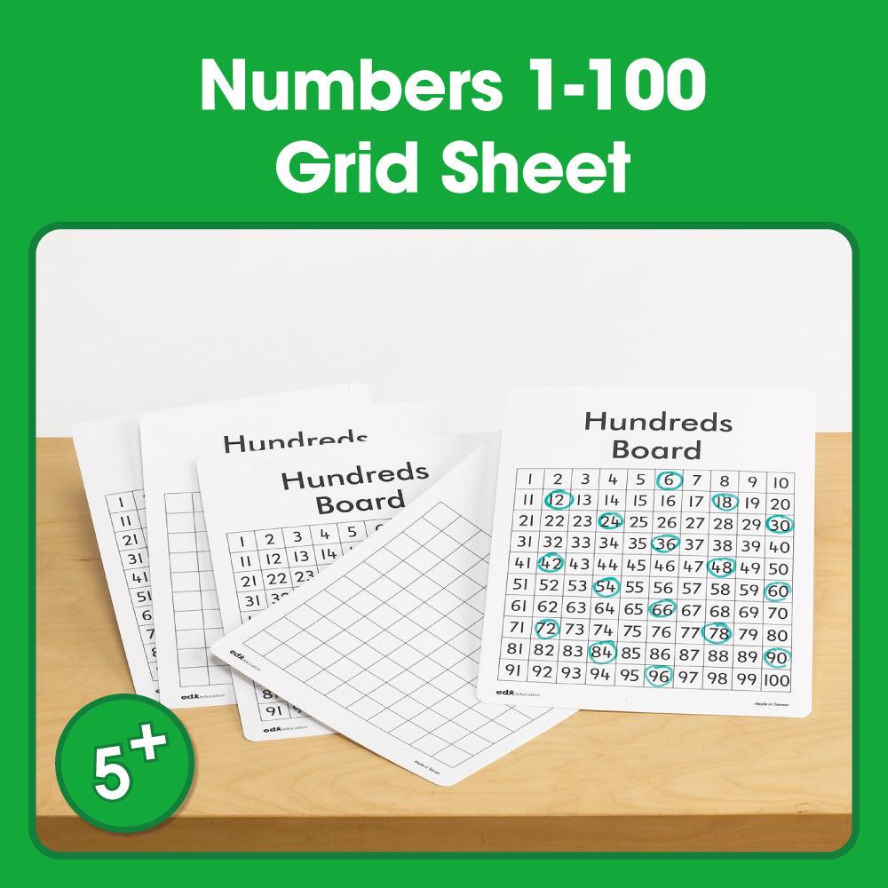 Numbers 1-100 grid Sheet - Shopedx